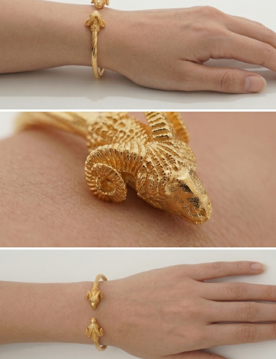 Burgu Koç Başı Altın Kelepçe Bilezik - 22 AYar resmi