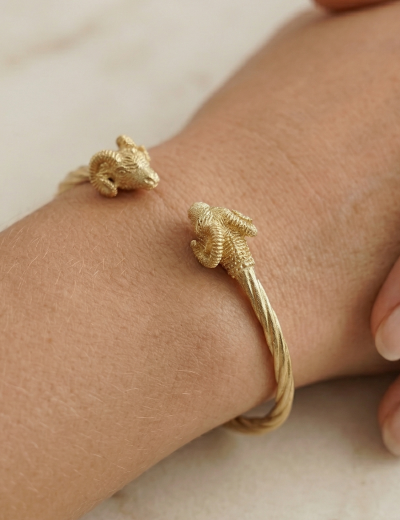 Koç Başı Altın Kelepçe Bileklik- 14 Ayar