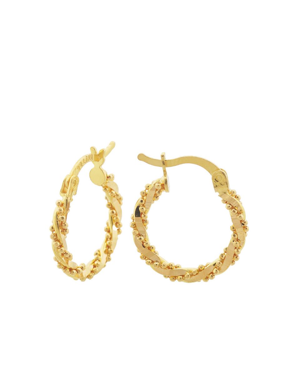 Mini Top Detaylı Burgu 22 Ayar Altın Halka Küpe resmi