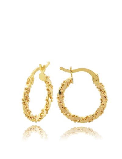 Mini Top Detaylı Burgu 22 Ayar Altın Halka Küpe resmi