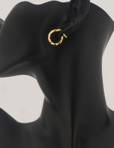 Mini Top Detaylı Burgu 22 Ayar Altın Halka Küpe resmi