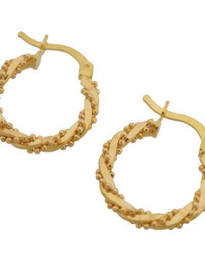 Mini Top Detaylı Burgu 22 Ayar Altın Halka Küpe resmi