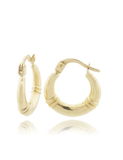 Çift Boğum Parlak 14 Ayar Altın Halka Küpe resmi