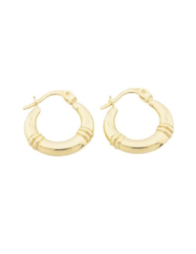 Çift Boğum Parlak 14 Ayar Altın Halka Küpe resmi