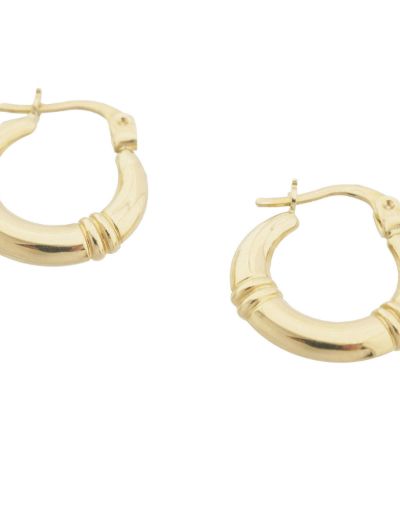 Çift Boğum Parlak 14 Ayar Altın Halka Küpe resmi