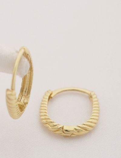 Oval Burgu 14 Ayar Altın Küpe-Klipsli resmi