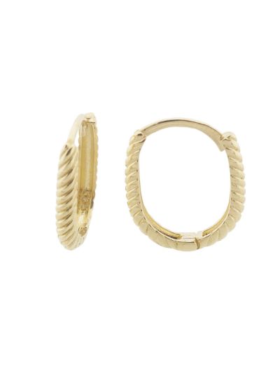 Oval Burgu 14 Ayar Altın Küpe-Klipsli resmi