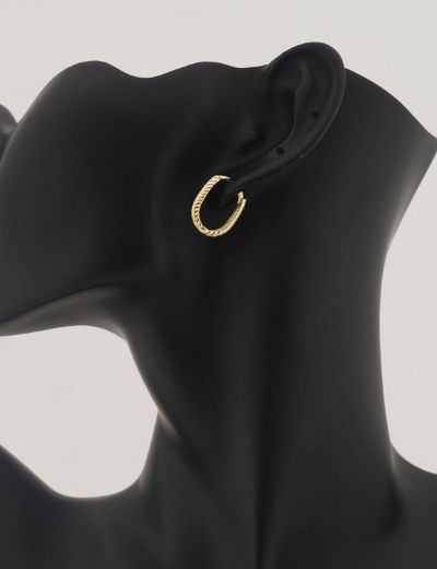 Oval Burgu 14 Ayar Altın Küpe-Klipsli resmi