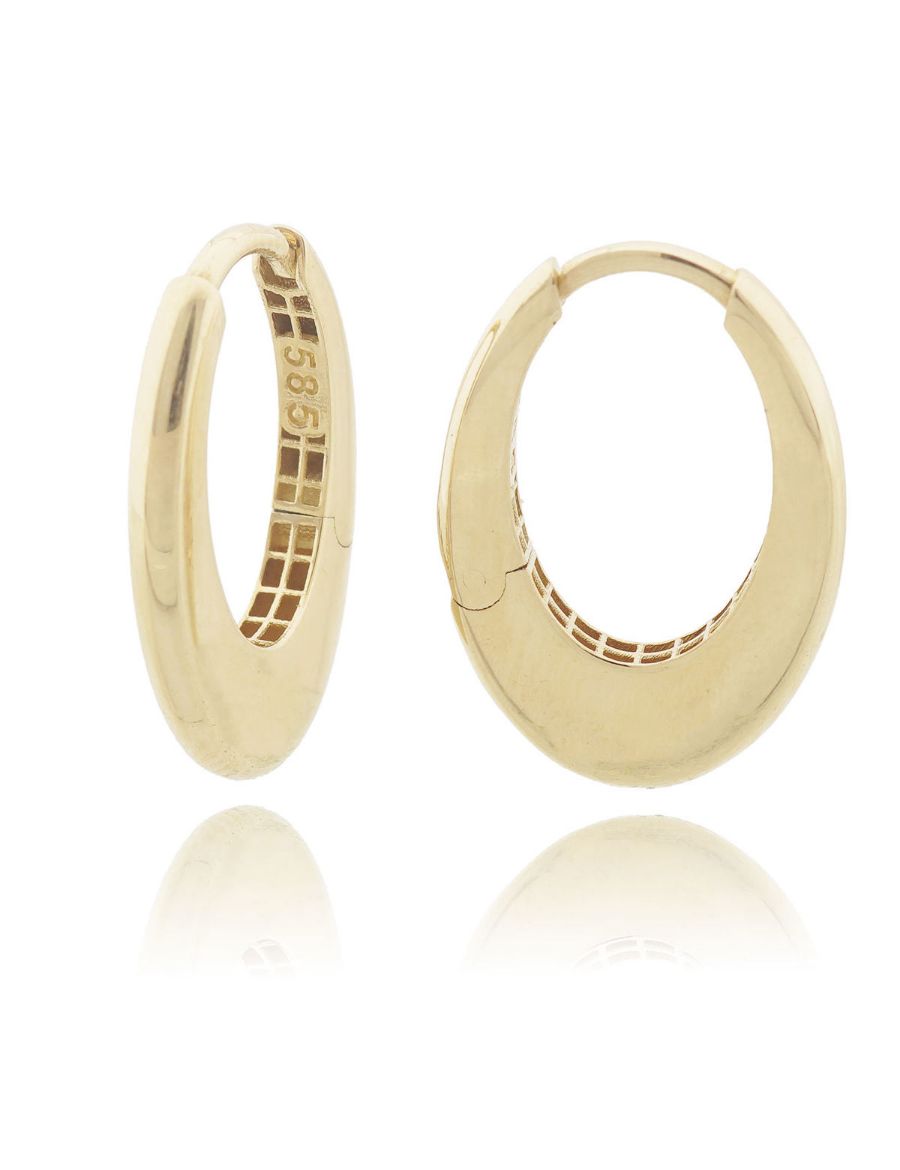 Dolgulu 14 Ayar Oval Altın Küpe Klipsli-Füzyon resmi