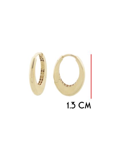 Dolgulu 14 Ayar Oval Altın Küpe Klipsli-Füzyon resmi