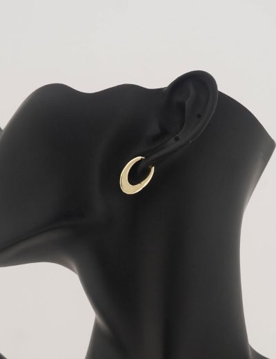 Dolgulu 14 Ayar Oval Altın Küpe Klipsli-Füzyon resmi