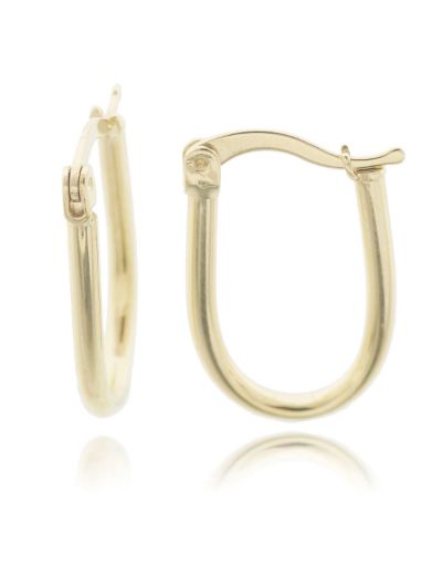 Oval Altın Parlak Küpe -14 Ayar resmi