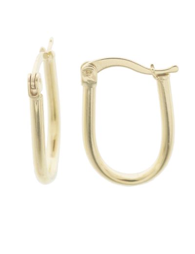 Oval Altın Parlak Küpe -14 Ayar resmi