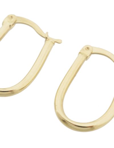 Oval Altın Parlak Küpe -14 Ayar resmi