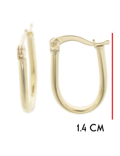 Oval Altın Parlak Küpe -14 Ayar resmi