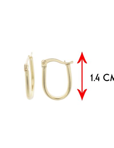 Oval Altın Parlak Küpe -14 Ayar resmi