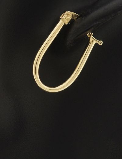 Oval Altın Parlak Küpe -14 Ayar resmi