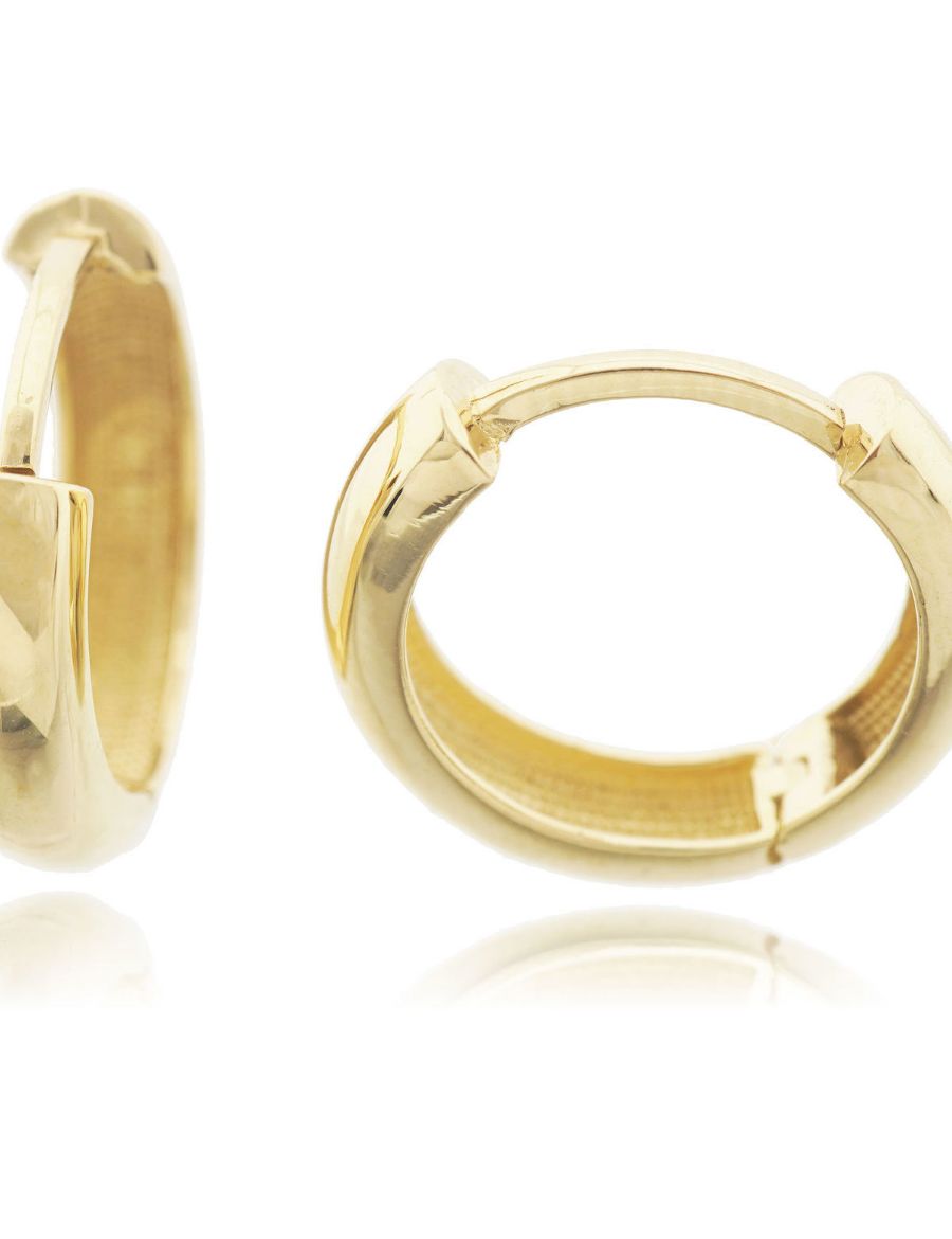 Parlak Bombe Gövdeli 14 Ayar Altın Halka Küpe-Gizli Klips resmi