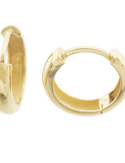 Parlak Bombe Gövdeli 14 Ayar Altın Halka Küpe-Gizli Klips resmi