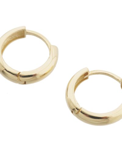 Parlak Bombe Gövdeli 14 Ayar Altın Halka Küpe-Gizli Klips resmi