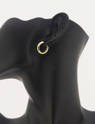 Parlak Bombe Gövdeli 14 Ayar Altın Halka Küpe-Gizli Klips resmi