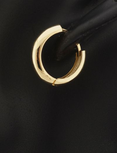 Parlak Bombe Gövdeli 14 Ayar Altın Halka Küpe-Gizli Klips resmi