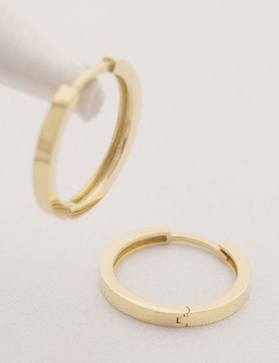 Yuvarlak 14 Ayar Altın Halka Küpe - Gövde Klips resmi