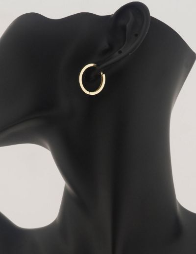 Yuvarlak 14 Ayar Altın Halka Küpe - Gövde Klips resmi