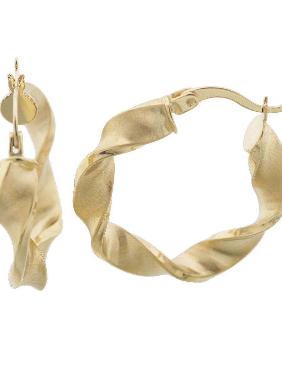 Mat Burgu 14 Ayar Altın Halka Küpe