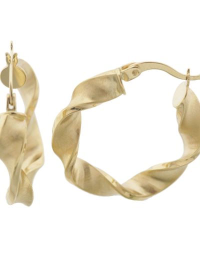 Mat Burgu 14 Ayar Altın Halka Küpe