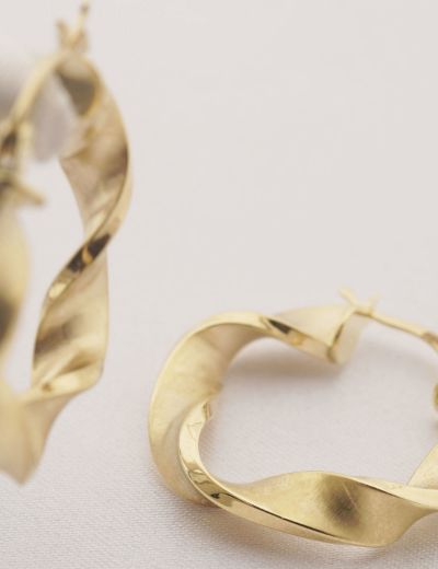 Mat Burgu 14 Ayar Altın Halka Küpe