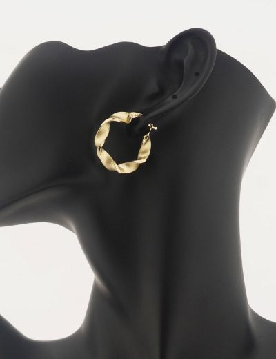 Mat Burgu 14 Ayar Altın Halka Küpe