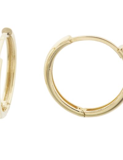 İnce Bombe Gövdeli 14 Ayar Altın Halka Küpe-Gizli Kilit resmi