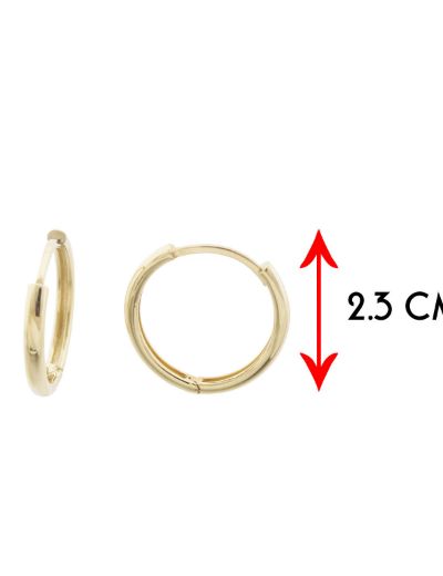 İnce Bombe Gövdeli 14 Ayar Altın Halka Küpe-Gizli Kilit resmi