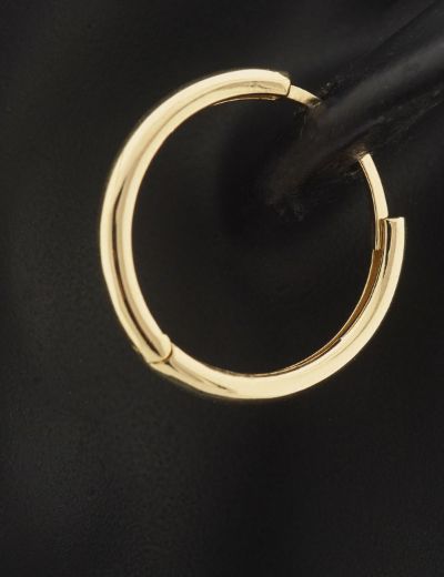 İnce Bombe Gövdeli 14 Ayar Altın Halka Küpe-Gizli Kilit resmi