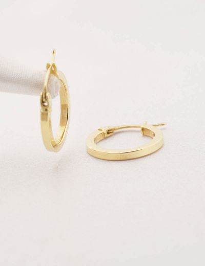 Klasik 14 Ayar Altın Halka Küpe - Küçük Boy resmi