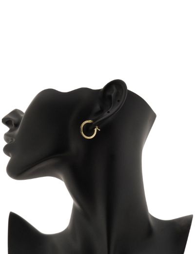 Klasik 14 Ayar Altın Halka Küpe - Küçük Boy resmi