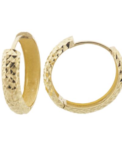 14 Ayar Altın Halka Küpe Kalemli Gövde-Gizli Kilit resmi