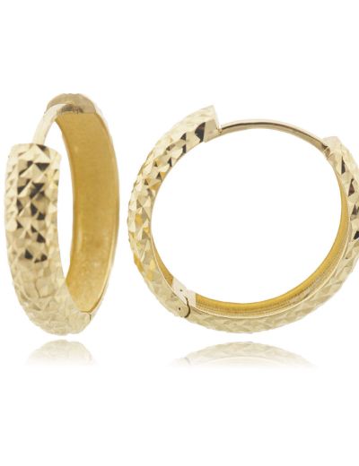 14 Ayar Altın Halka Küpe Kalemli Gövde-Gizli Kilit resmi