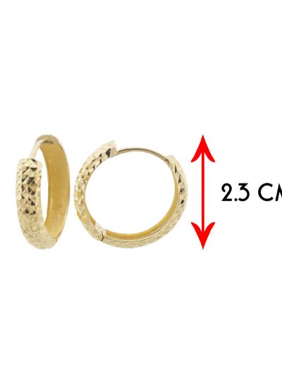 14 Ayar Altın Halka Küpe Kalemli Gövde-Gizli Kilit resmi