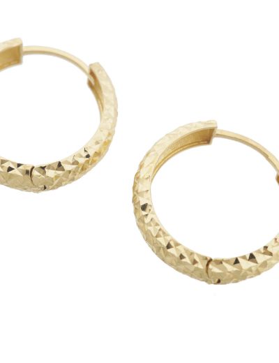 14 Ayar Altın Halka Küpe Kalemli Gövde-Gizli Kilit resmi