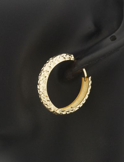 14 Ayar Altın Halka Küpe Kalemli Gövde-Gizli Kilit resmi