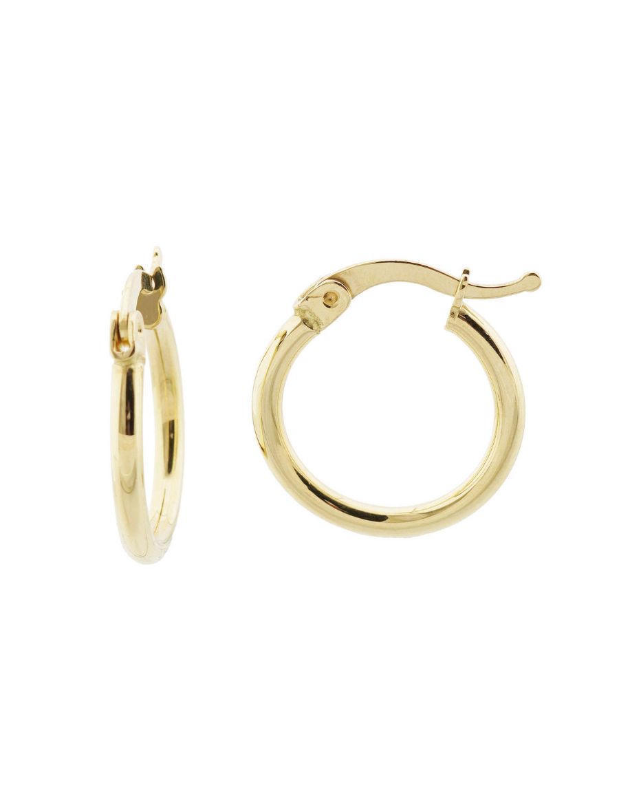 Klipsli 14 Ayar Altın Halka Küpe Simit Gövde- Küçük Boy resmi