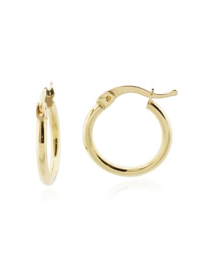 Klipsli 14 Ayar Altın Halka Küpe Simit Gövde- Küçük Boy resmi