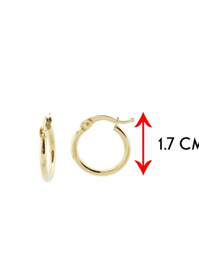 Klipsli 14 Ayar Altın Halka Küpe Simit Gövde- Küçük Boy resmi