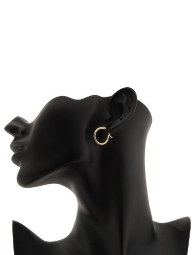 Klipsli 14 Ayar Altın Halka Küpe Simit Gövde- Küçük Boy resmi