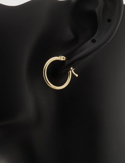 Klipsli 14 Ayar Altın Halka Küpe Simit Gövde- Küçük Boy resmi