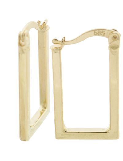 Klipsli 14 Ayar Altın Dikdörtgen Küpe