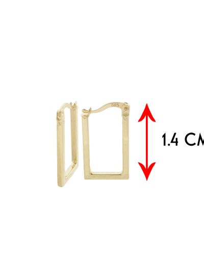 Klipsli 14 Ayar Altın Dikdörtgen Küpe