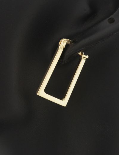 Klipsli 14 Ayar Altın Dikdörtgen Küpe